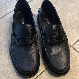 Fendi Embossed Black Men's Loafers